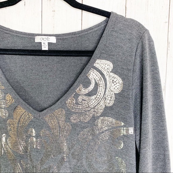 CACHE Metallic Long Sleeve Shirt XL - Picture 2 of 8